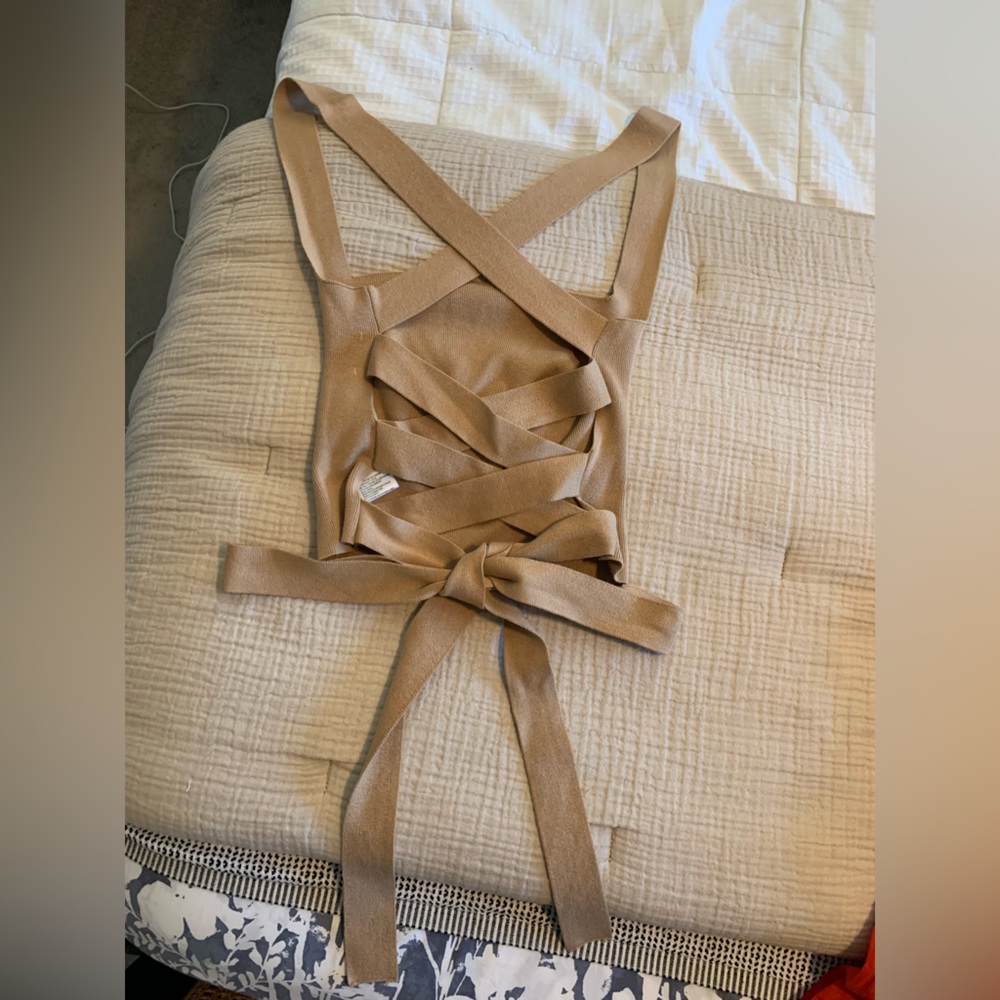 Free People cris cross back tank top
